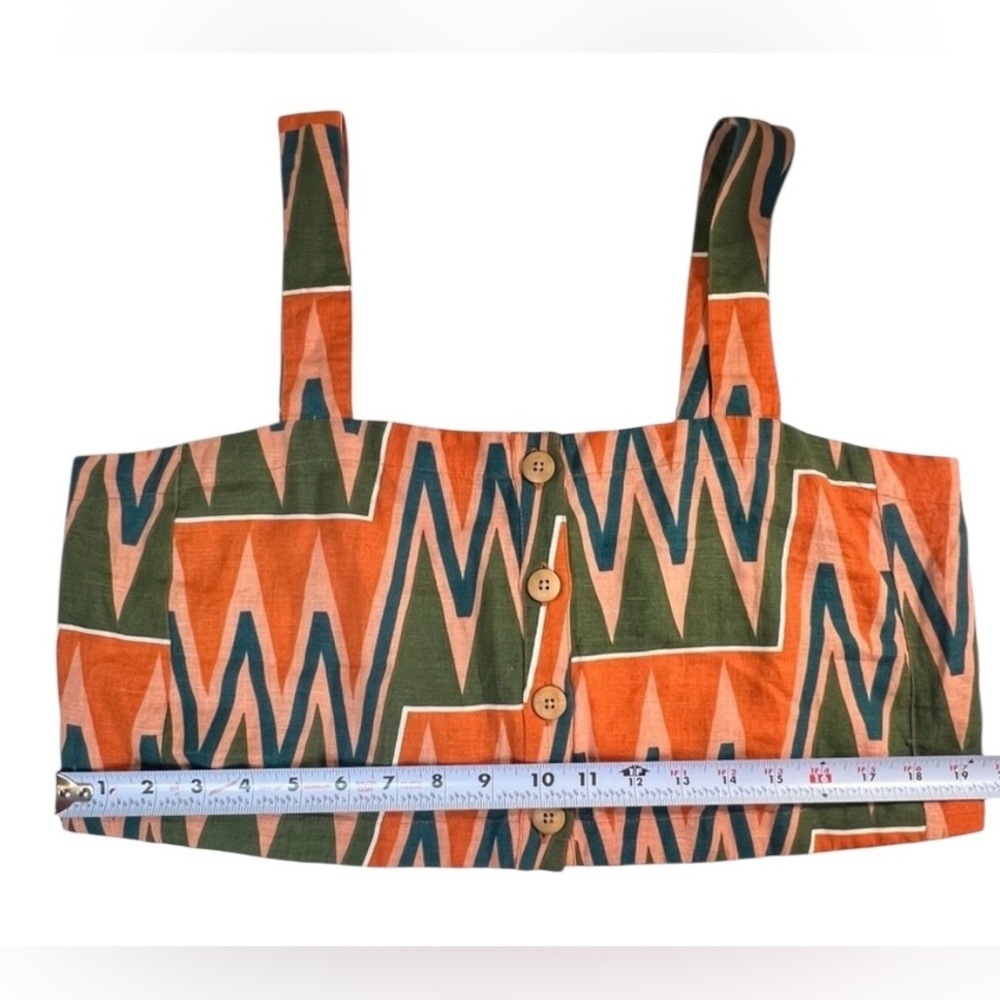 VERONICA BEARD Tiffany Square Neck Top, Sundance Abstract Linen, Size Large - Picture 6 of 12